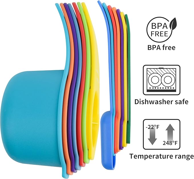 Measuring Cups and Spoons Set, Plastic Measuring Cup Set 15, Mixing Color Dry - Image 6