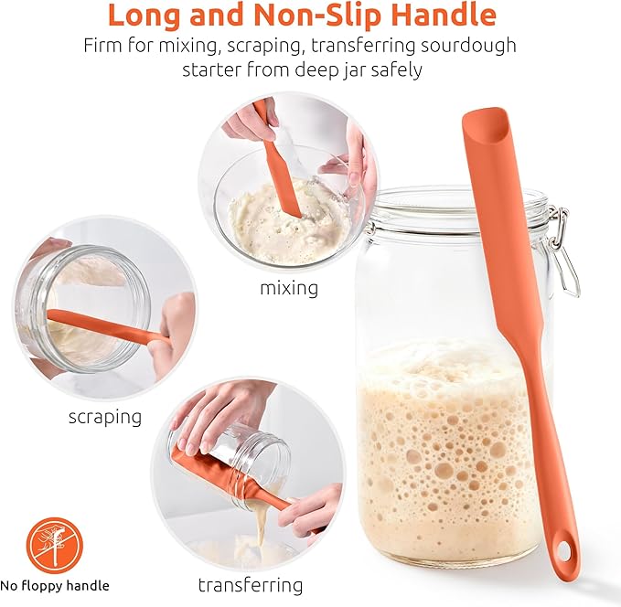 U-Taste Silicone Jar Spatula for Sourdough Starter: Long Skinny Food-Grade Jam - Image 3