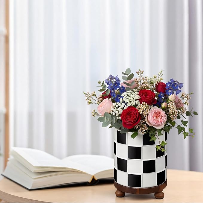 Kitchen Utensil Countertop Holder Checkered Utensil Crock - Image 6