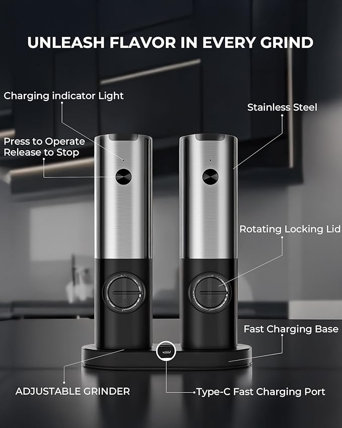 Electric Salt & Pepper Grinder Set - Image 6