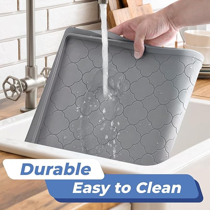 Jin&Bao Waterproof Under Sink Mat 25" x 19", Thick Silicone Mat Cabinet - Image 4