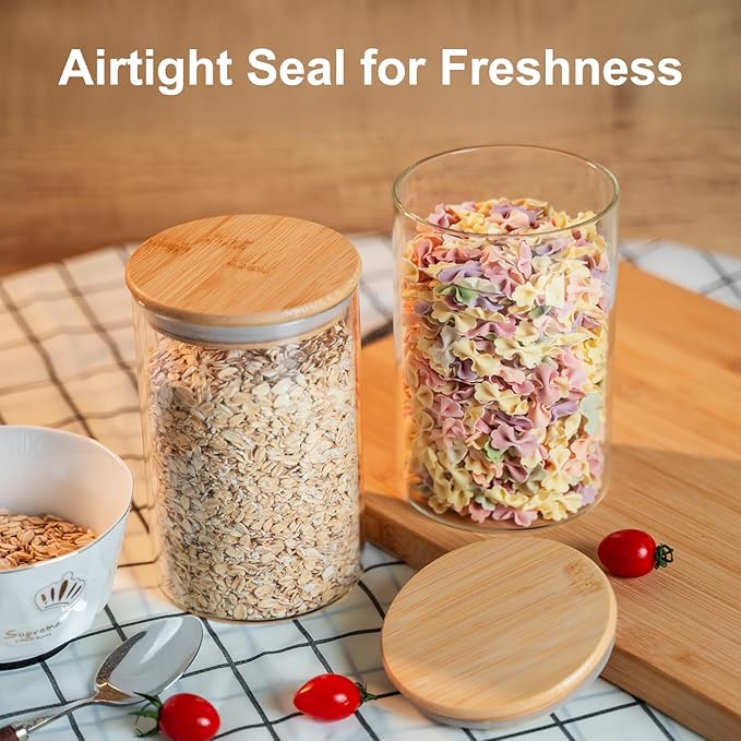 Liuruiyu 50oz Glass Food Storage Jars Set of 6, Glass Storage Containers Clear - Image 3