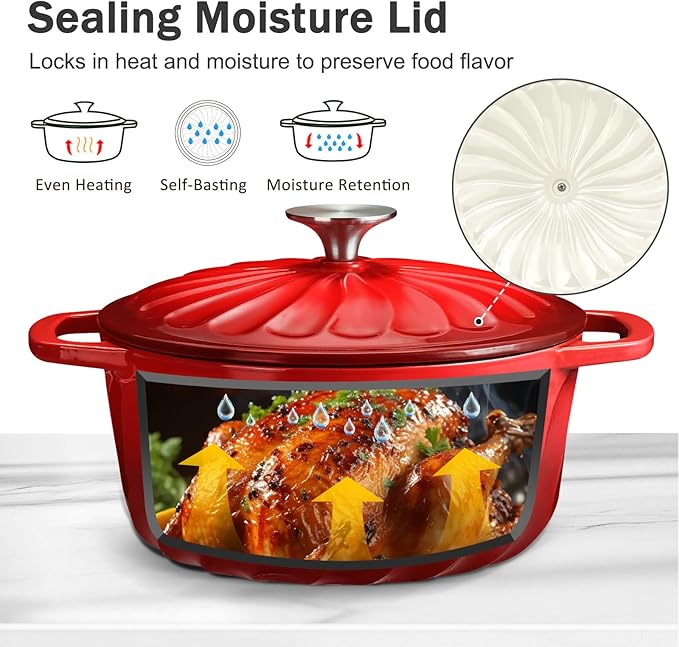 6 QT Enameled Cast Iron Dutch Oven - Image 5