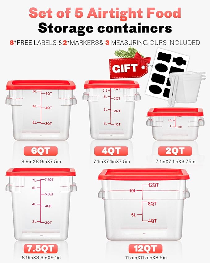 4QT NSF Food Storage Containers: 2 PCS Commercial Clear Food Storage Containers - Image 9