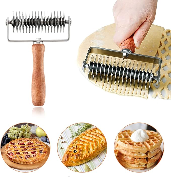Stainless Steel Dough Lattice Top Cookie Pie Pizza Bread Pastry Crust Roller by miattcld+of+brand+