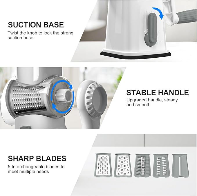 Ourokhome Rotary Cheese Grater Cheese Shredder - Image 4