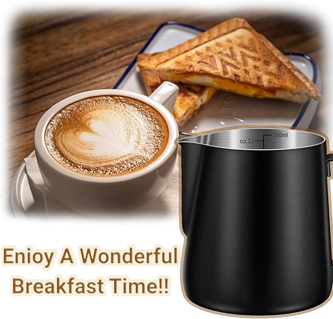 Milk Frothing Pitcher, 350ml/600ml Milk Frother Cup Stainless Steel Jug - Image 2