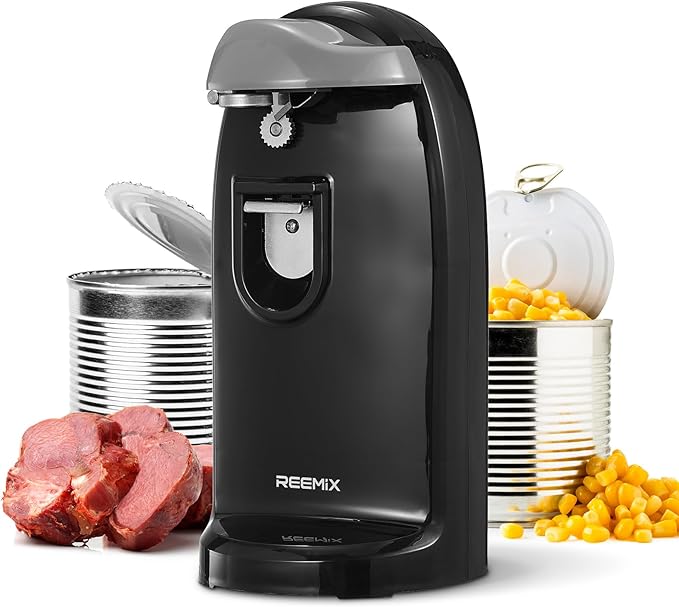 Reemix Electric Can Opener, One-Touch Operation, Knife Sharpener and Bottle by Reemix