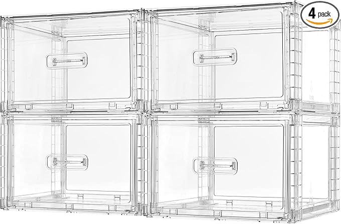 Vtopmart 4 Pack 18QT Clear Stackable Storage Drawers, Easily Assemble Closet by Vtopmart