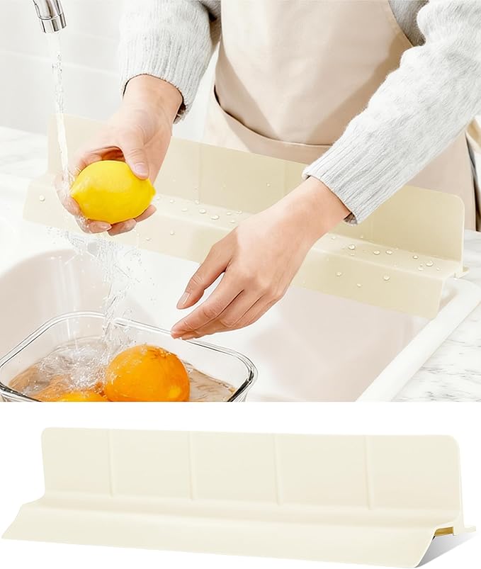 Kitchen Sink Splash Guard 18" 23" 30" Self-Draining Silicone Water Guard by Akrelyan