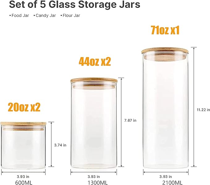 YUNCANG Glass Storage Jars, Nuts and Spice Jars - Image 3