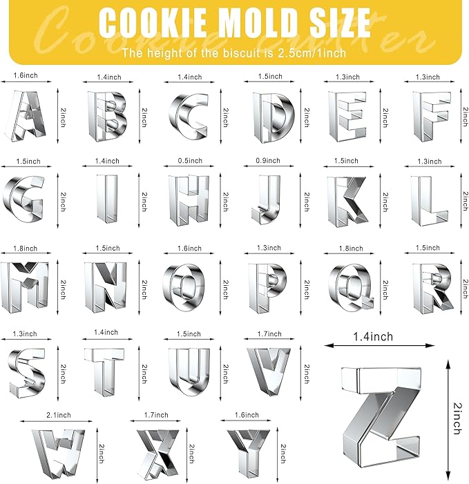 Letter Cookie Cutters Shapes Large 2 Inch - Image 2