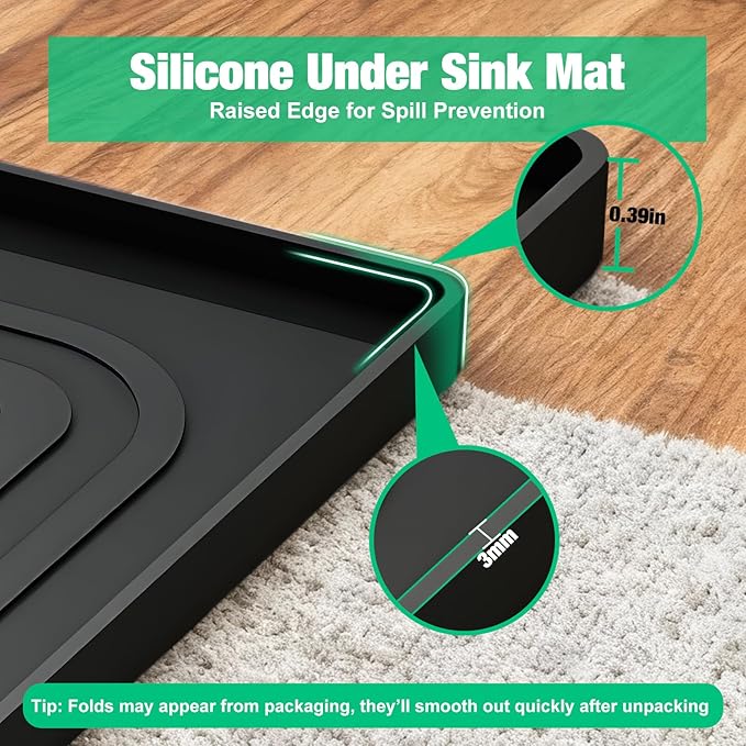 Aisslro Under Sink Mat 34" X 22", Waterproof Silicone Cabinet Organizer - Image 5