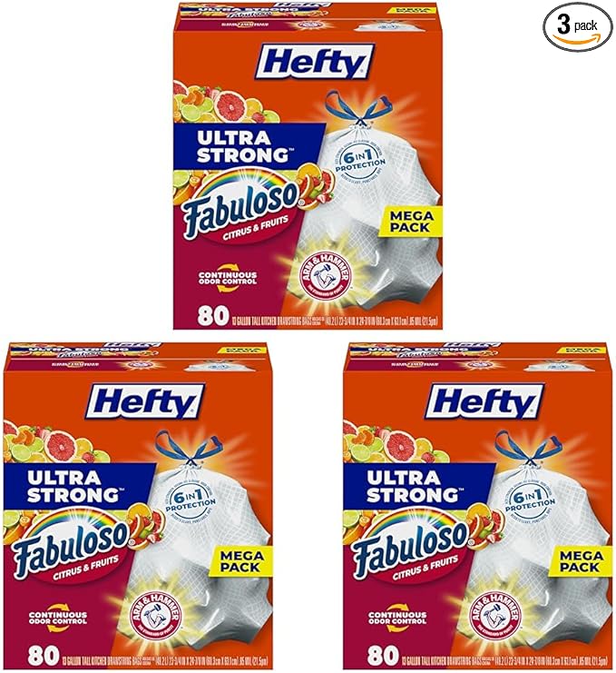 Hefty Ultra Strong 13 Gallon Trash Bags, Tall Kitchen Trash Bags 13 Gallon Size by Hefty