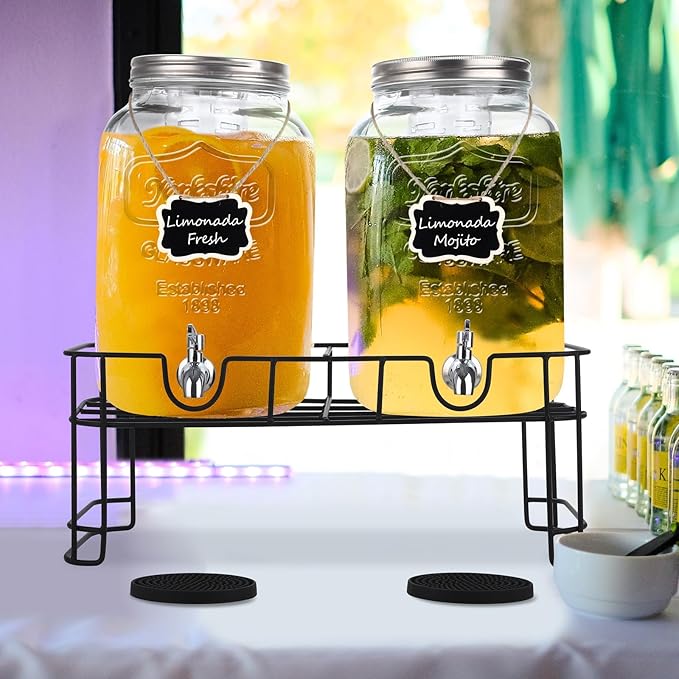 TURSTIN 2 Pcs 2 Gallon Glass Beverage Drink Dispenser - Image 7