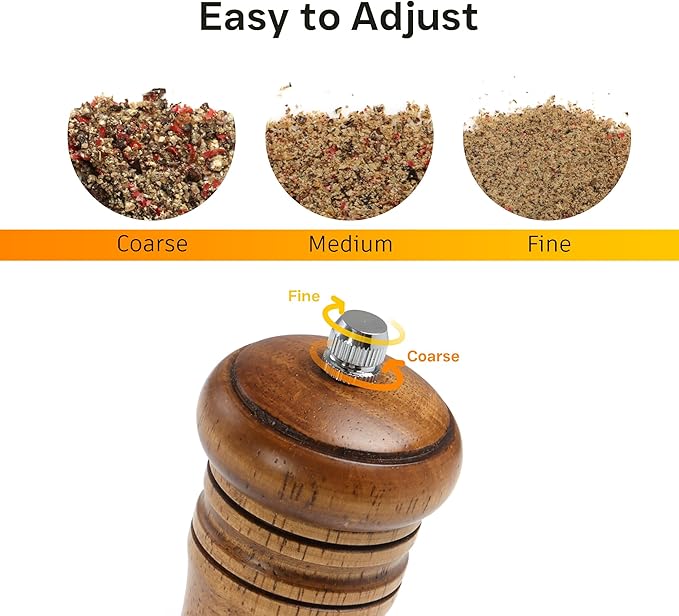 Wooden Salt and Pepper Grinder Set, Premium Oak Wood Salt Grinders Shakers - Image 3