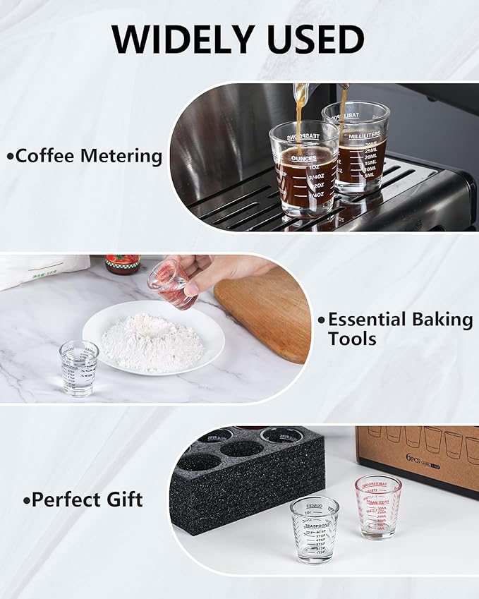 SAIAOKJ Shot Glasses Measuring Cup Set 6 Pack Espresso Shot Glasses Liquid - Image 3