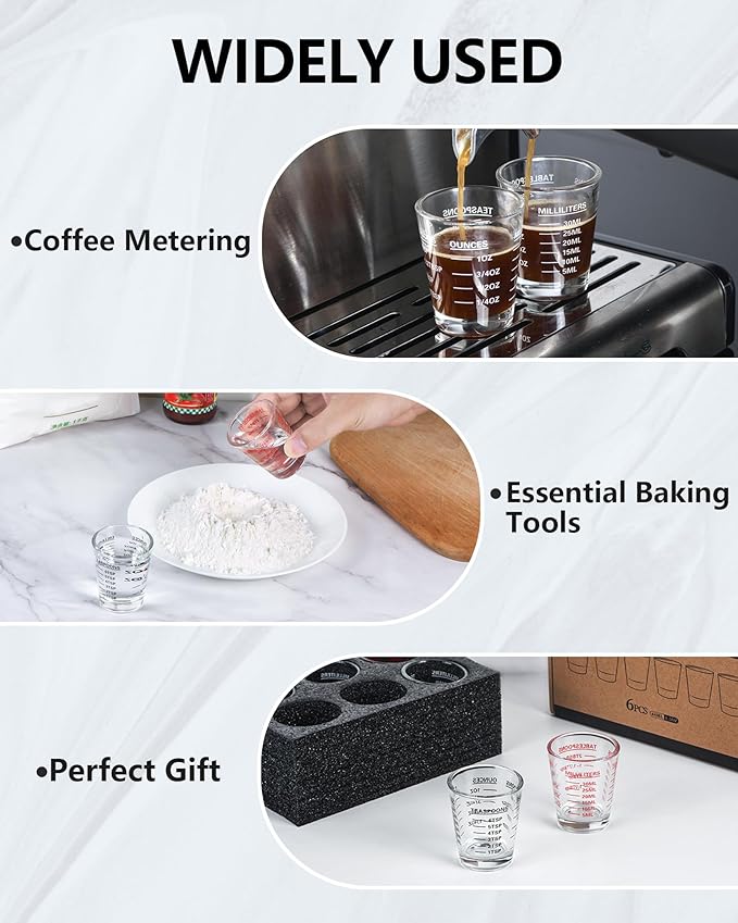 SAIAOKJ Shot Glasses Measuring Cup Set 6 Pack Espresso Shot Glasses Liquid - Image 4