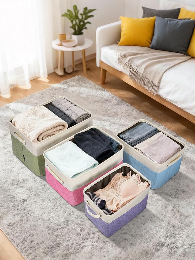 BALEINE Fabric Storage Bins for Shelves, Linen Storage Baskets for Organizing - Image 7