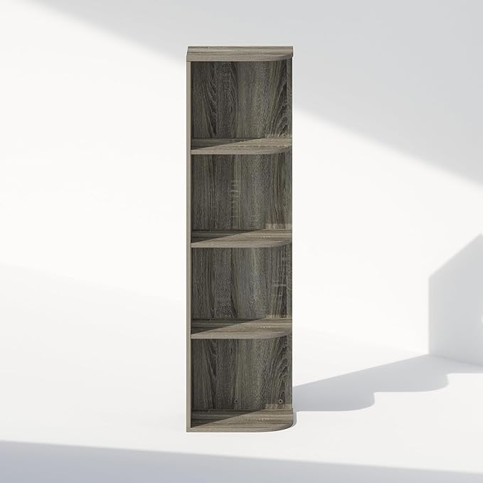 Furinno Reed Corner Shelf, 4-Tier Corner Bookshelf, Book Shelf, Corner Shelves - Image 6