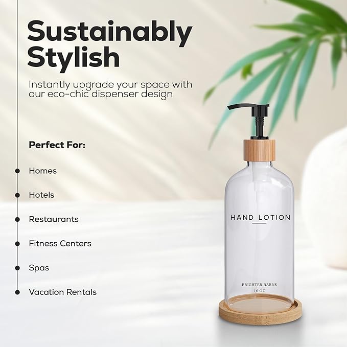 Glass Lotion Dispenser with Pump - Image 2