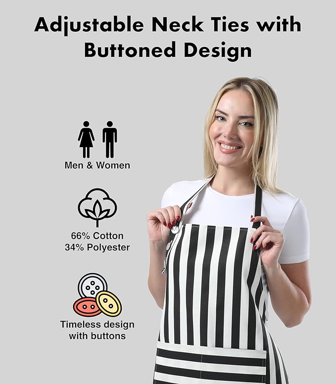 TOSHEX Kitchen Apron Waterdrop Resistant Cotton Apron - Image 2