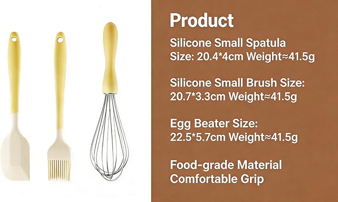 3-Piece Baking Tools Set with Silicone Spatulas, Stainless Steel Whisks & - Image 6