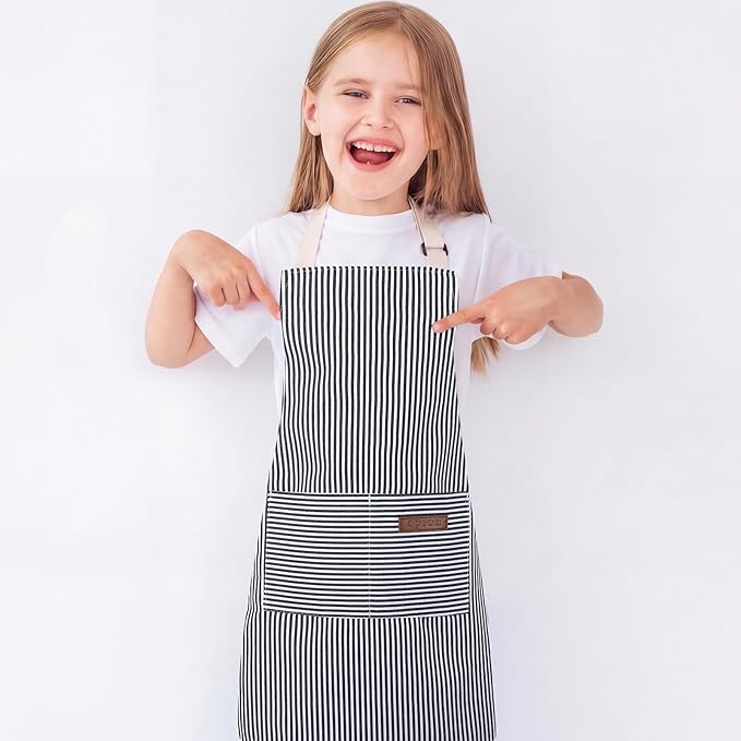2 Pack Stripes Kids Apron, Kids Cooking Aprons - Image 7
