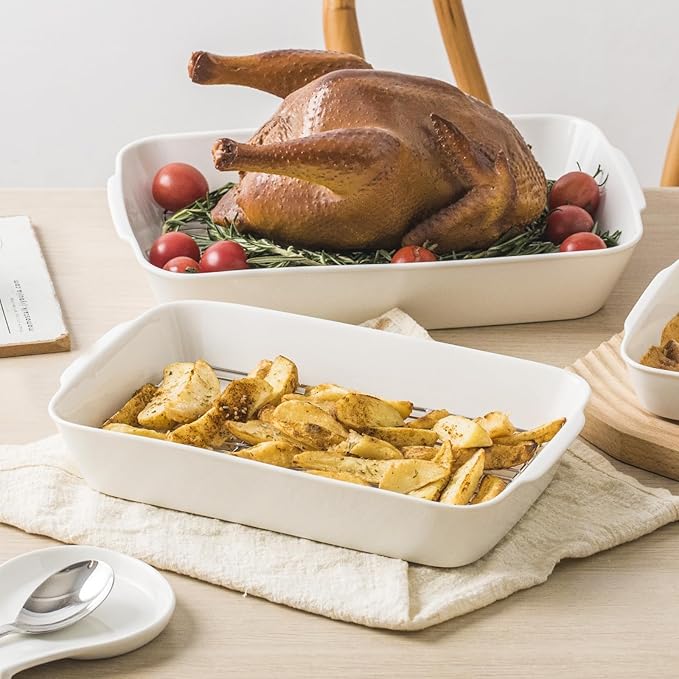 HOMBENE 1.2 QT White Casserole Dish, Lasagna Pan - Image 7