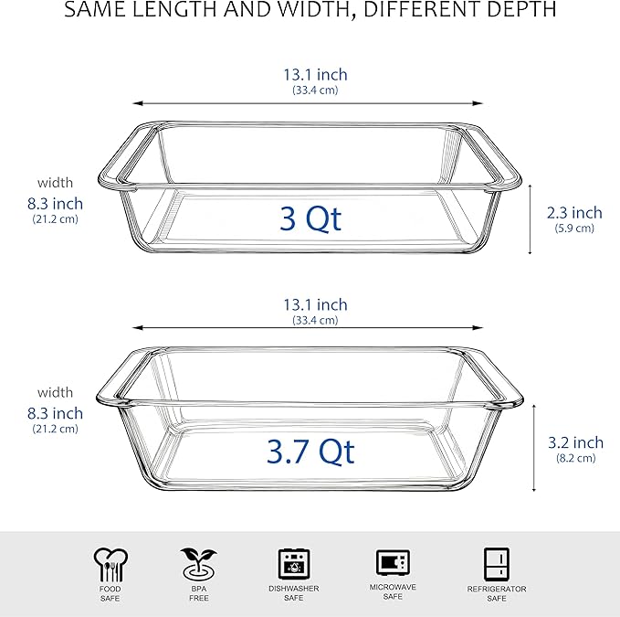 Set of 2 pcs Tempered Glass Baking Dish Set, Deep and Classic Borosilicate - Image 2