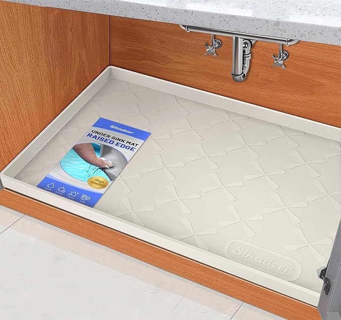 SIKADEER 22" x 22" Under Sink Mat Waterproof, Silicone Mat Kitchen Drawer Shelf by SIKADEER
