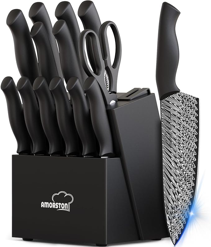 Knife Set, Amorston 15 Pieces Kitchen Knife Set by Amorston