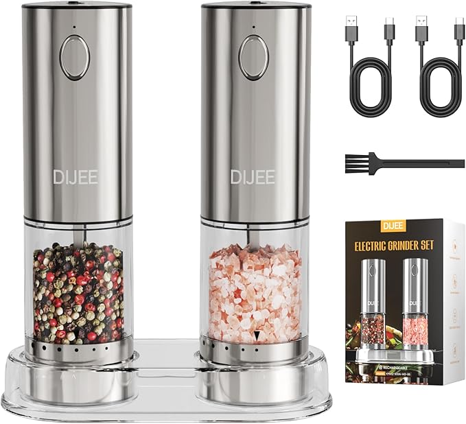 Electric Salt and Pepper Grinder Set, USB Rechargeable Pepper Mill by ElectricSaltandPepperGrind