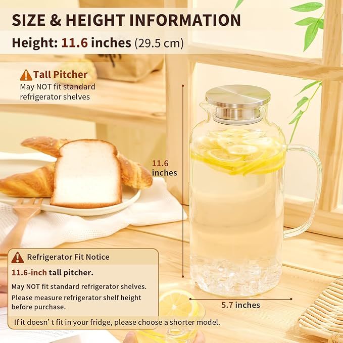 Hannadepot Glass Pitcher, 3.5L/118 oz Glass Water Pitcher - Image 2