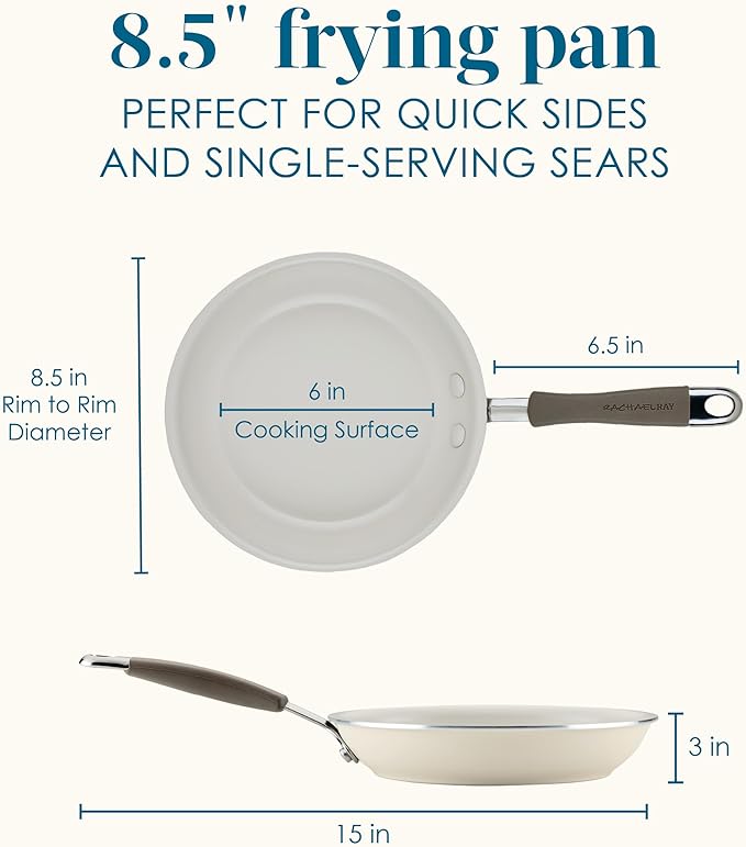 Rachael Ray Cucina Ceramic Nonstick Frying Pan/Skillet, 8.5 Inch Non Stick Open - Image 2