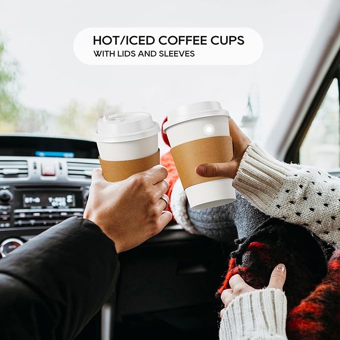 JOLLY PARTY 12 oz Paper Coffee Cups, Disposable Paper Coffee Cup - Image 5