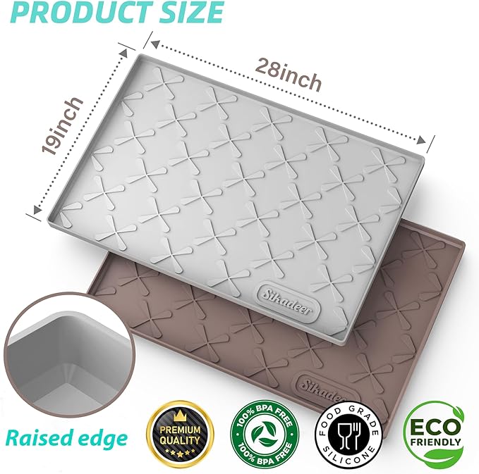SIKADEER 28" x 19" Under Sink Mat Waterproof, Silicone Mat Kitchen Drawer Shelf - Image 3