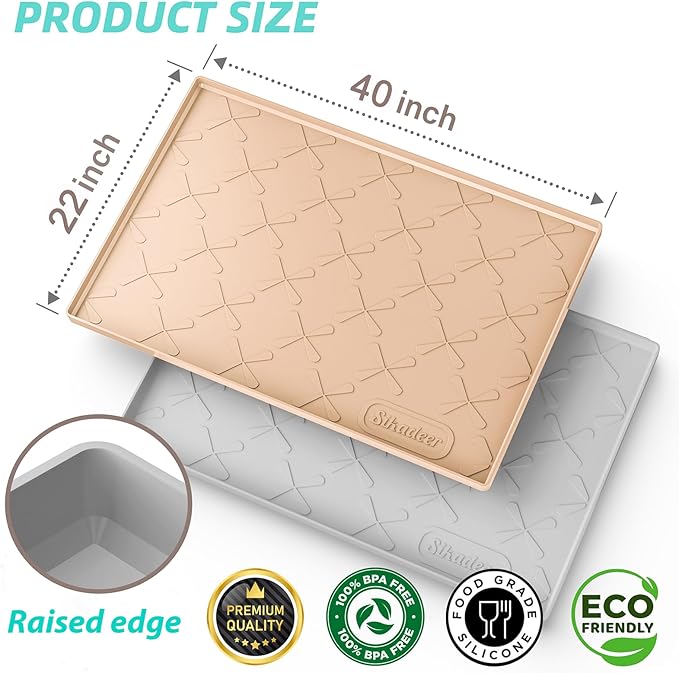 SIKADEER 40" x 22" Under Sink Mat Waterproof, Silicone Mat Kitchen Drawer Shelf - Image 3
