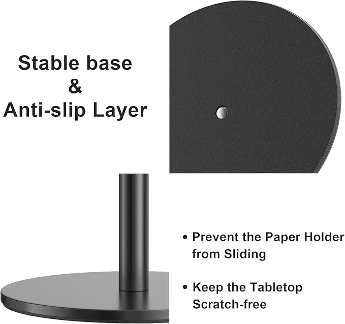 Black Paper Towel Holder Free-Standing, Premium Stainless Steel Paper Rolls - Image 5