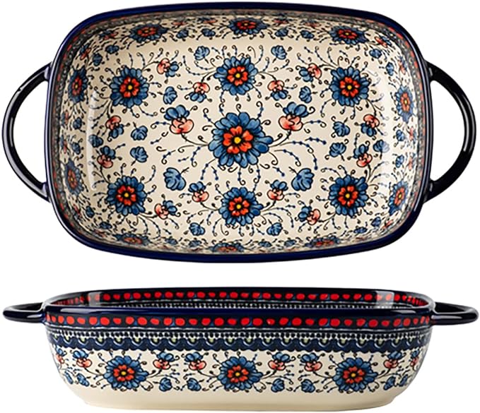 Vintage Style Pottery Bakeware Ceramic Casserole Dish Baking Pan Lasagna Pans by Bicuzat