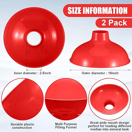 Vesici 2 Pack Extra Large Wide Mouth Funnel Red 2.5" x 10" Multi Purpose - Image 2