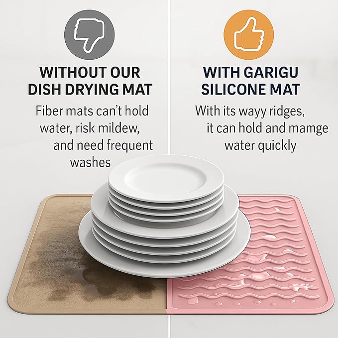 Silicone Drying Mat 16 × 12 – Pink Rose Non-Slip Sink Mat - Image 9