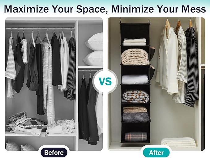 YOUDENOVA Hanging Closet Organizer, 6-Shelf Closet Hanging Storage Shelves - Image 6