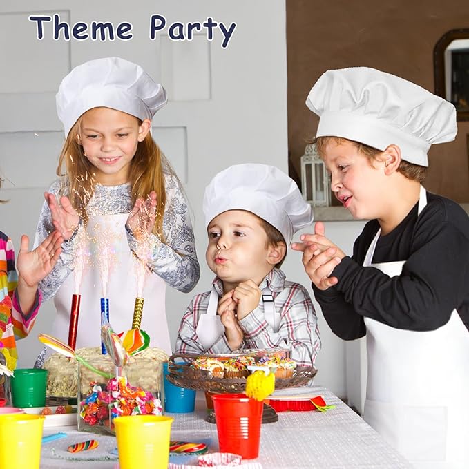 Kids Apron and Chef Hat Set, 24 Pieces Boys Girls Kids Apron - Image 6