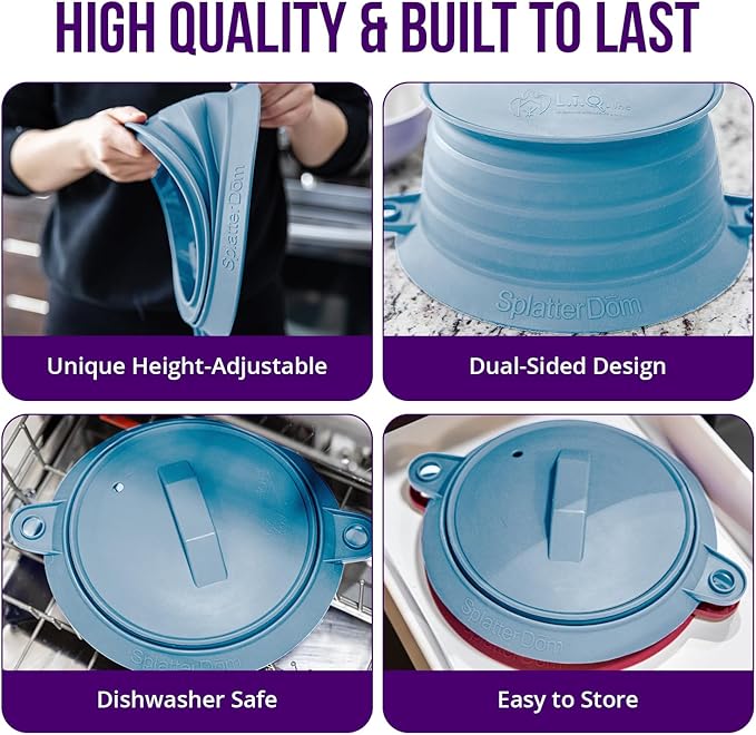 L.I.Q Silicone Splatter Guard – Fits 10 and 12 Inch Pots – Microwave Safe and - Image 4