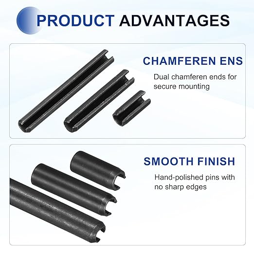MECCANIXITY 25Pcs Slotted Split Roll Pins 2/5 Inch Dia. 1-2/5 Inch Length 65Mn - Image 3