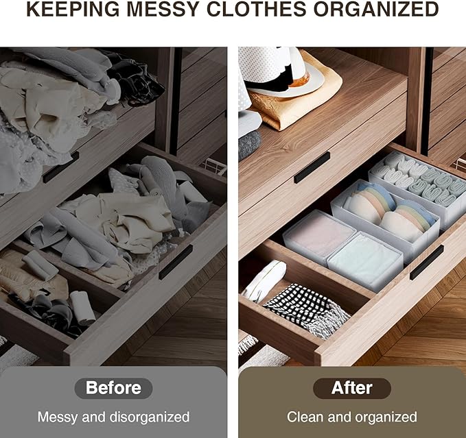 DIMJ Drawer Organizers Clothes, Fabric Closet Organizers and Storage, Shallow - Image 6