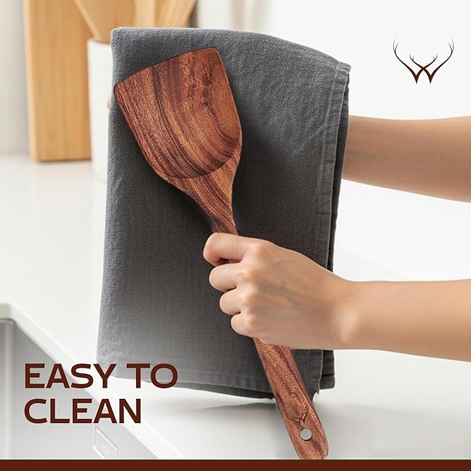 20 Pcs Teak Wooden Utensil Set – Premium Cooking Utensils Set, Natural Wooden - Image 6