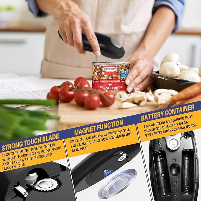 Electric Can Opener, Hands Free One Touch Automatic Can Openers Fit Different - Image 6