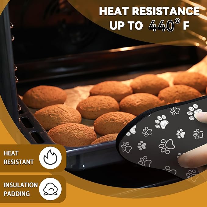 Cute Cat Dog Paw Pot Holder Set of 2, Heat Resistant Potholders Oven Hot Pads - Image 7